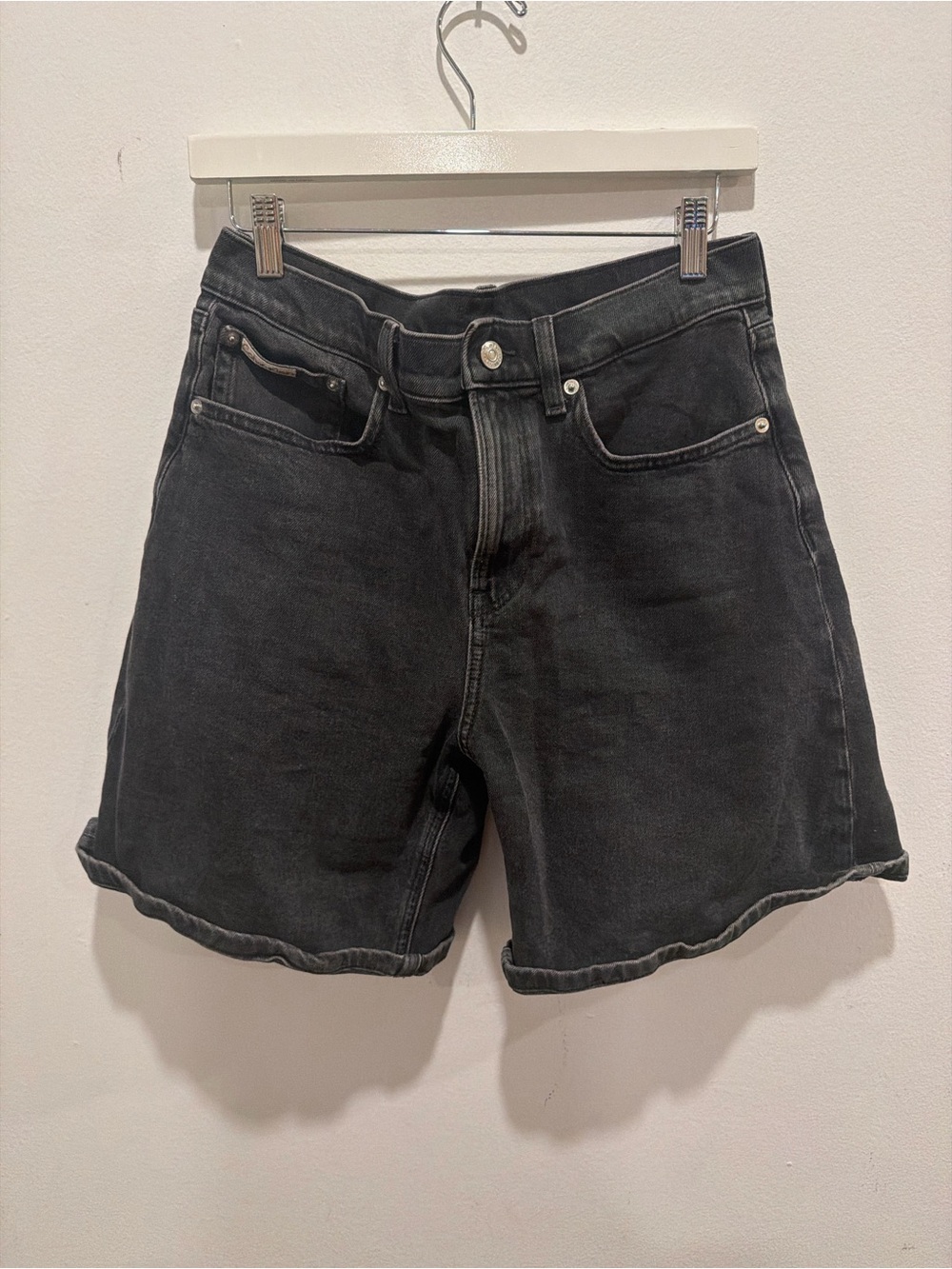 Black High-Waist Denim Shorts- Calvin